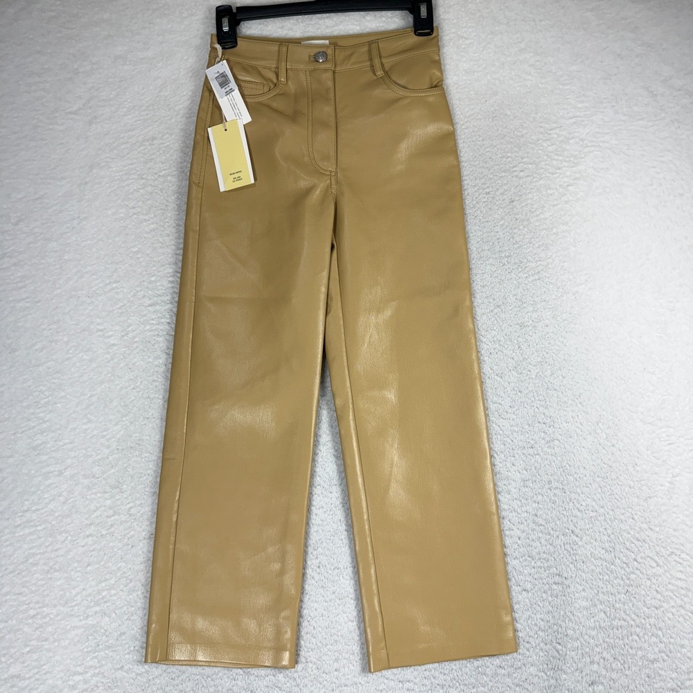 Aritzia Wilfred Melina Cropped Vegan Leather Pant Brown Size 00 NWT (24x22.5)